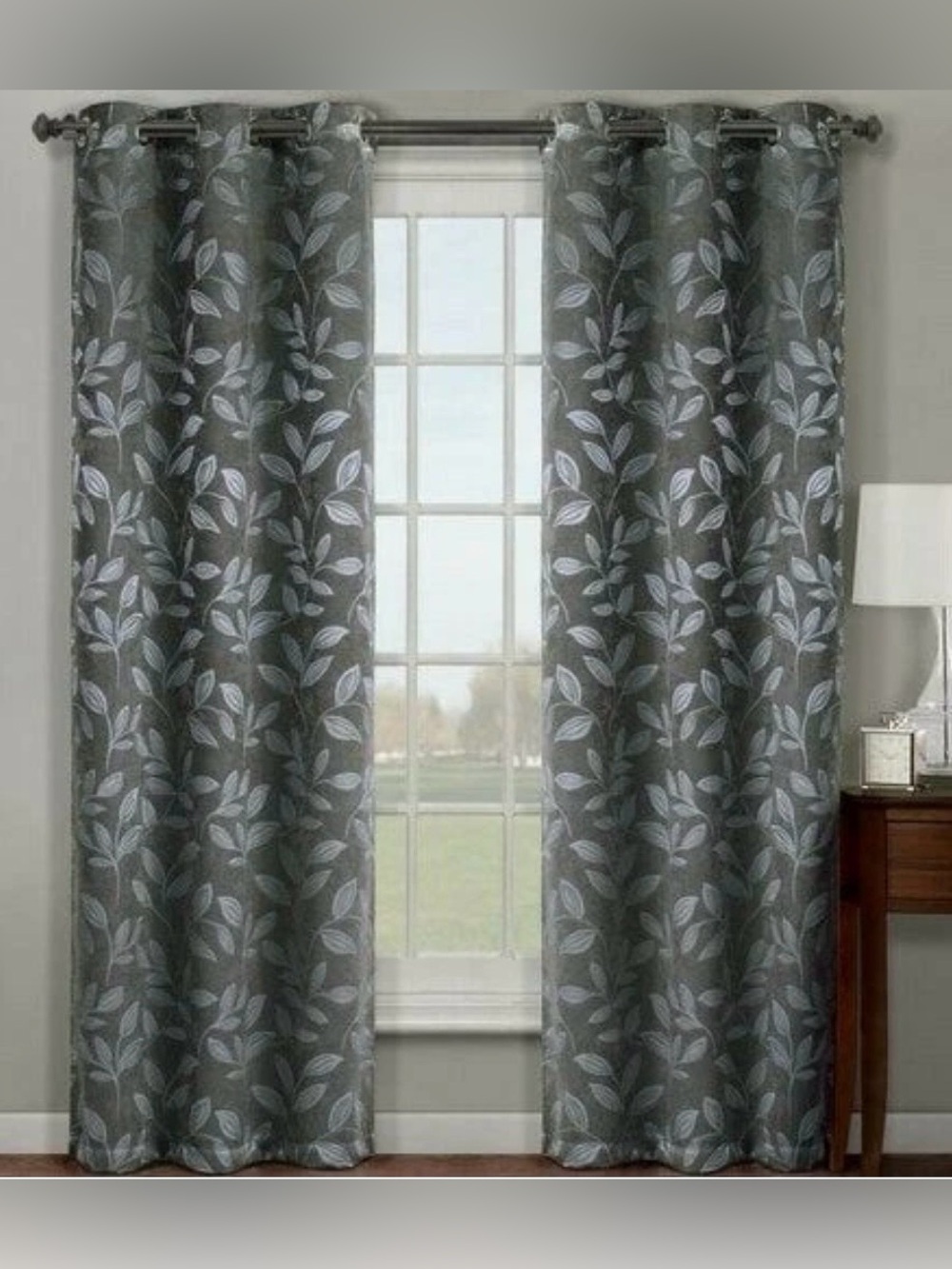 Claire Micro Suede Jacquard Top Grommet Blackout Weave Thermal Curtain 2 Panels